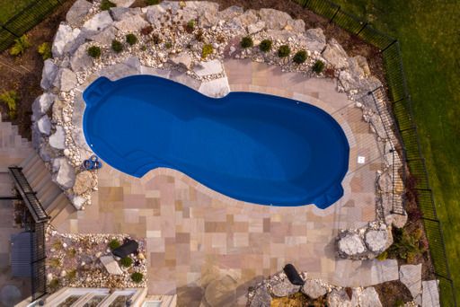 Aerial view of an installed pool