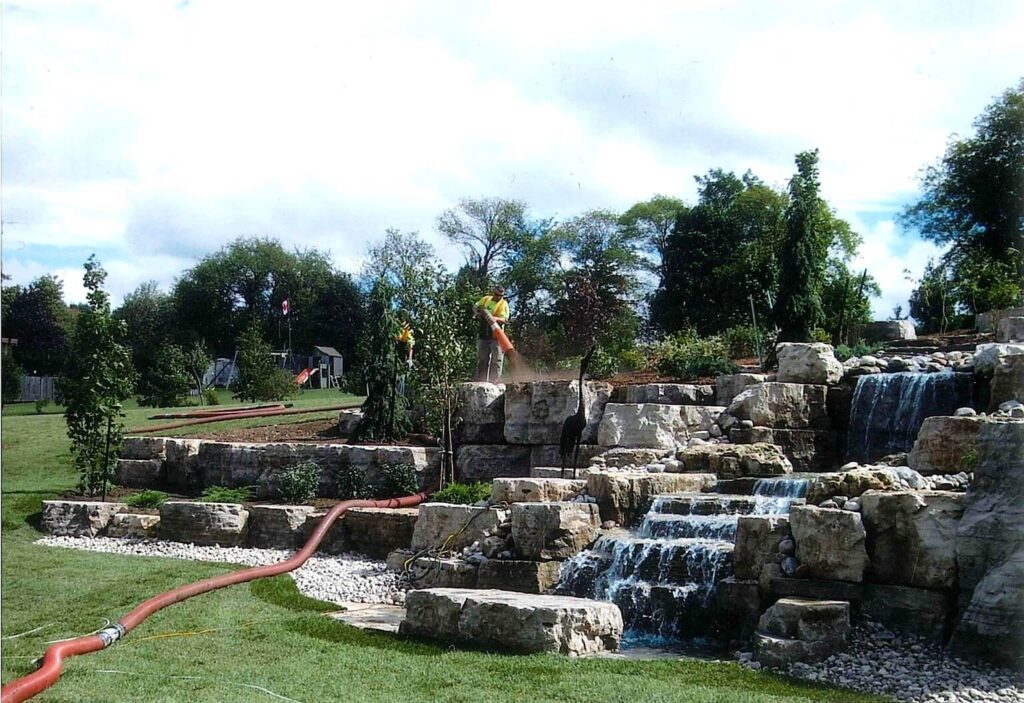 Evan's Residence waterfall with tiered gardens