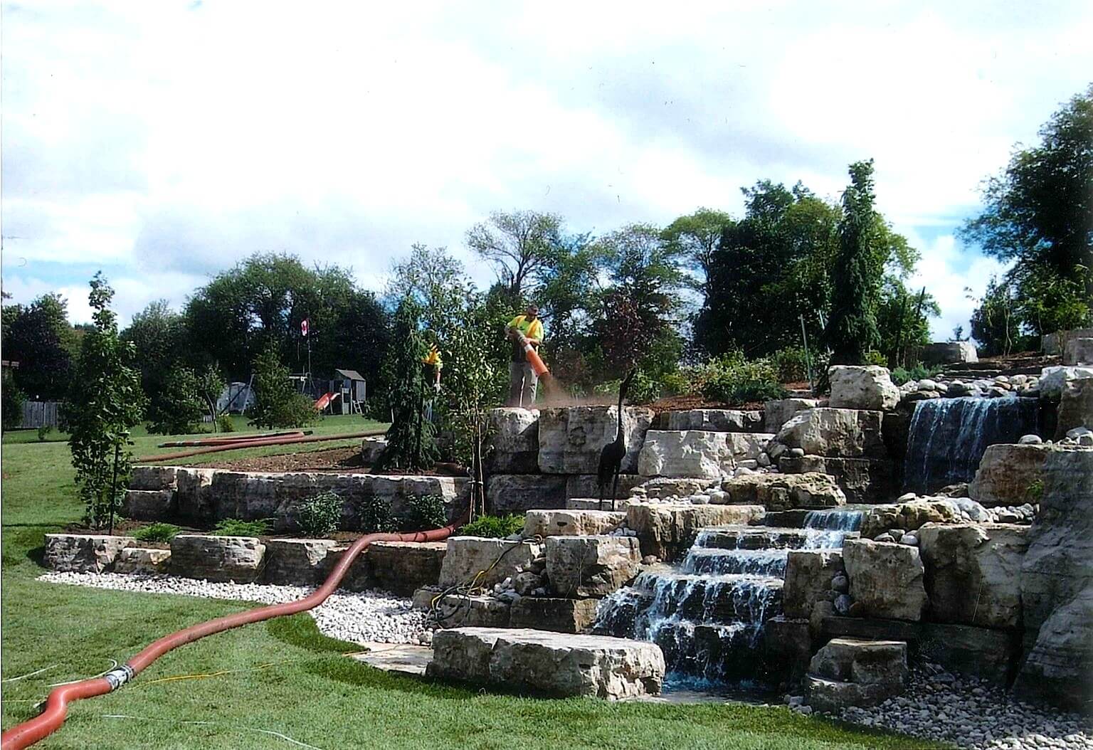 Evan's Residence waterfall with tiered gardens
