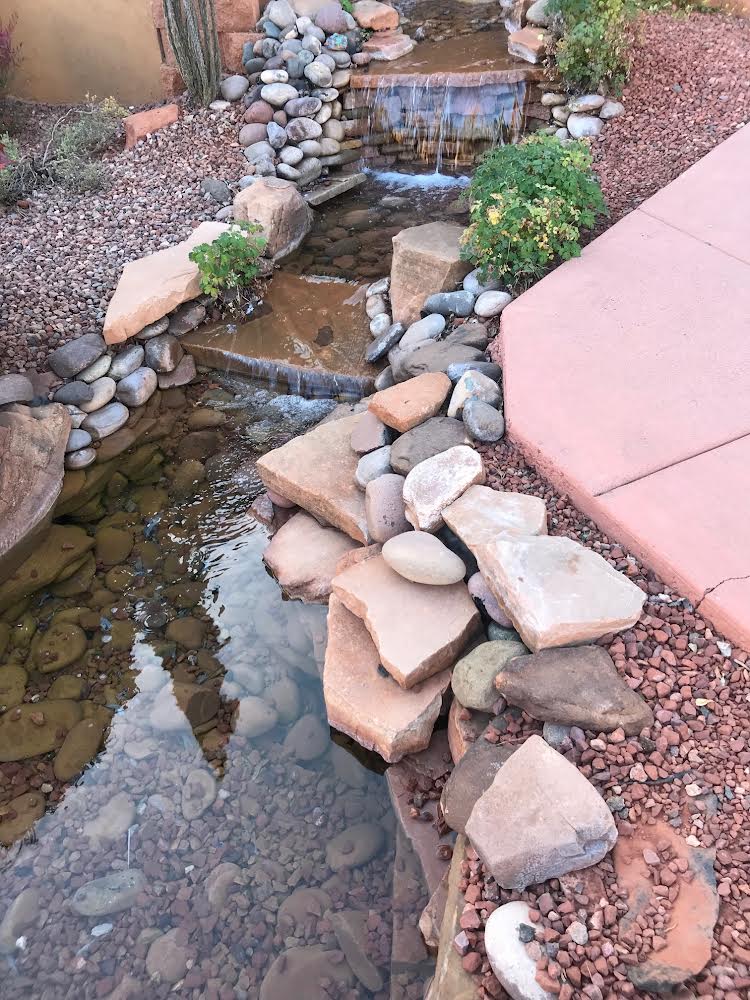 Installed water feature of a stream in Georgetown Ontario 