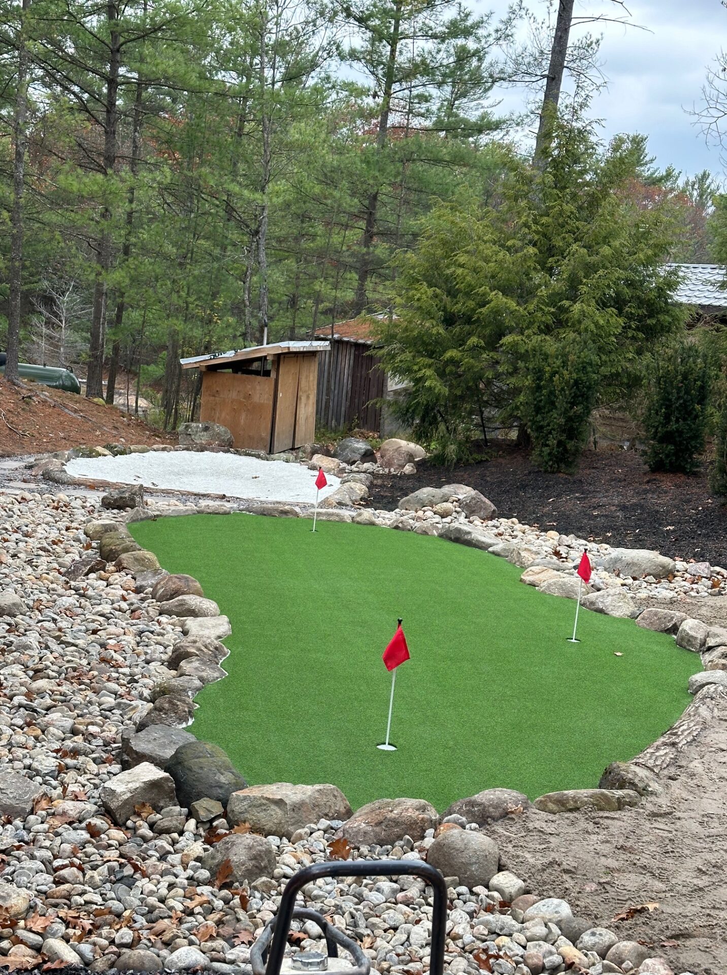 Custom putting green installed on a property in Georgian Bay