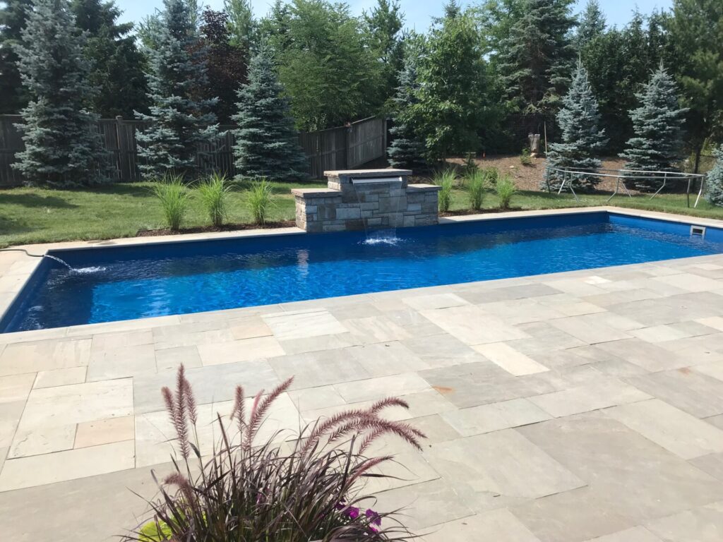 A fiberglass pool installed in the south end of Guelph, Ontario
