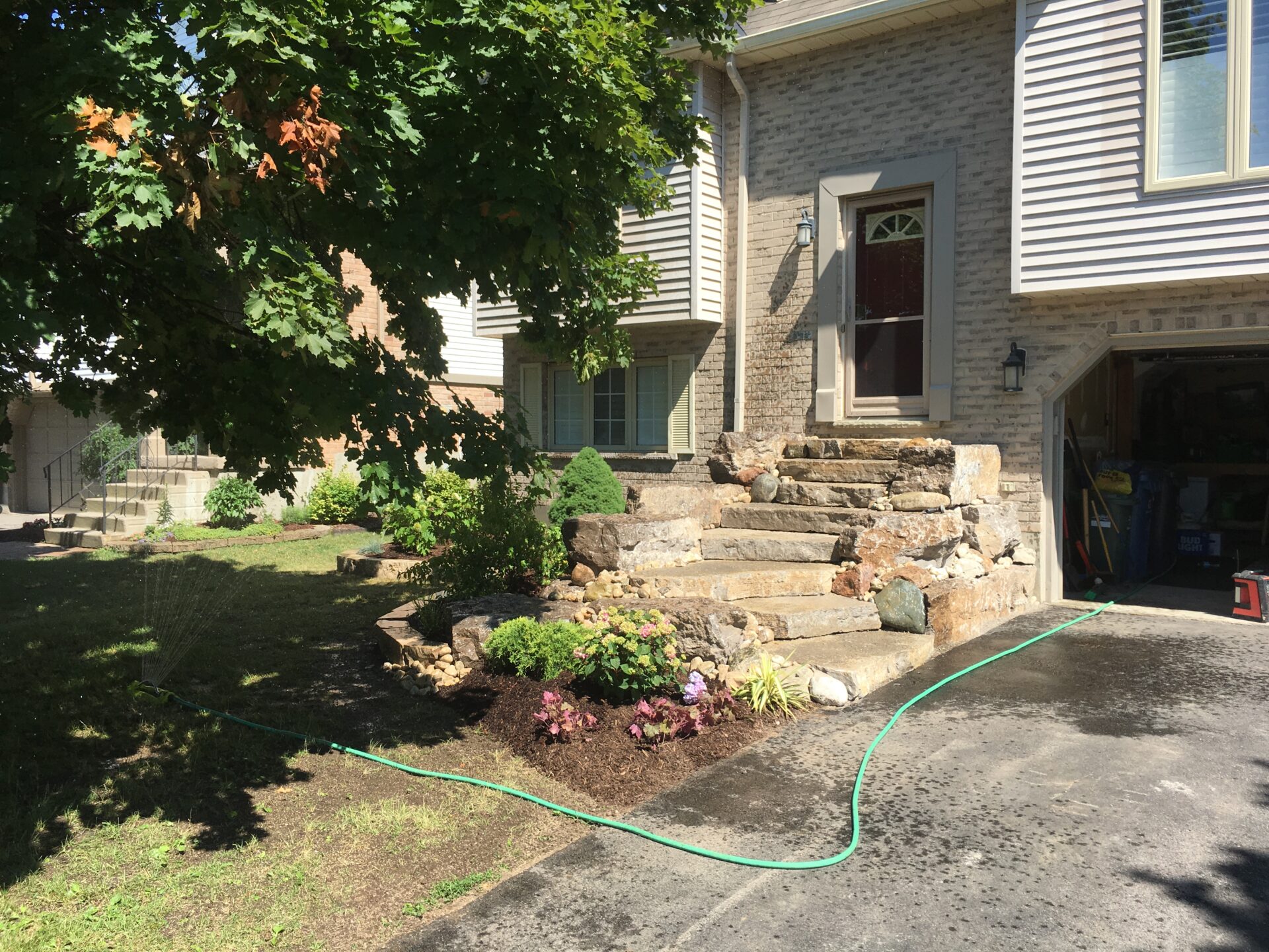 Natural stones steps at the front of a house installed in Guelph ON